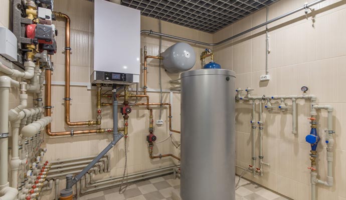 A modern residential boiler room