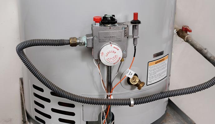 A water heater with installed thermostat
