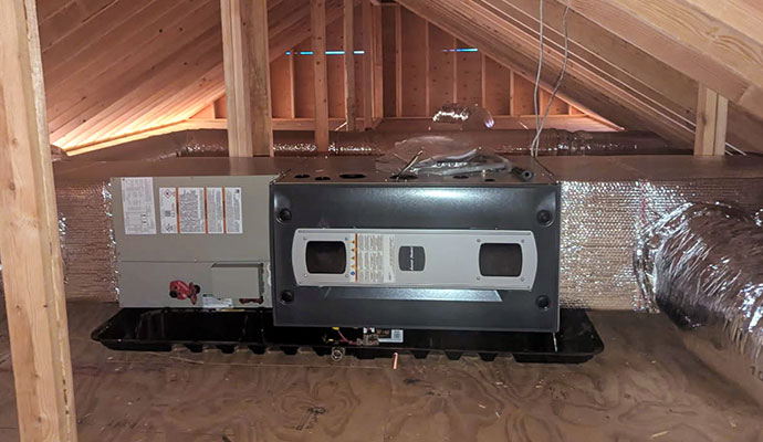 Heating systems installed in attic space