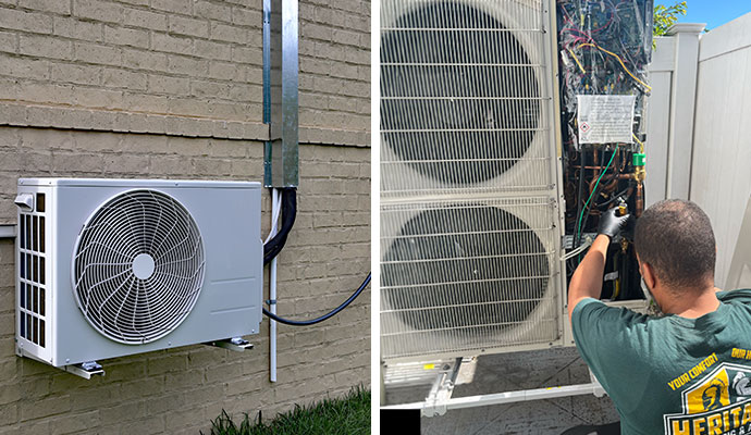 Collage of single and multi zone ductless AC systems