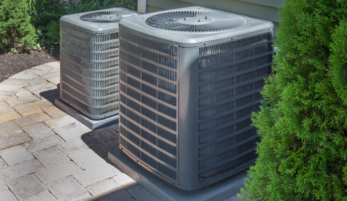 Dual residential hvac units outdoor