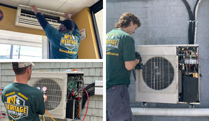 Technicians are servicing AC units
