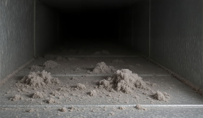 Visible dust inside of a HVAC duct system