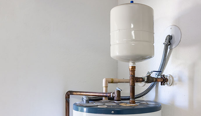 Thermal expansion tank on a residential water heater